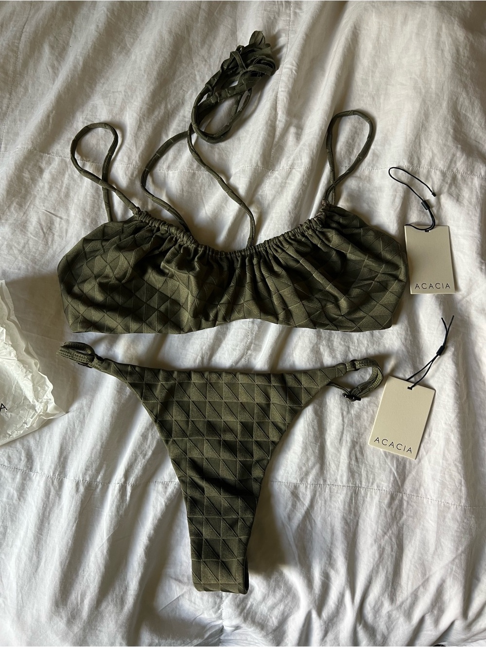 acacia swimwear Olive Textured Diamond Two-Piece Bikini